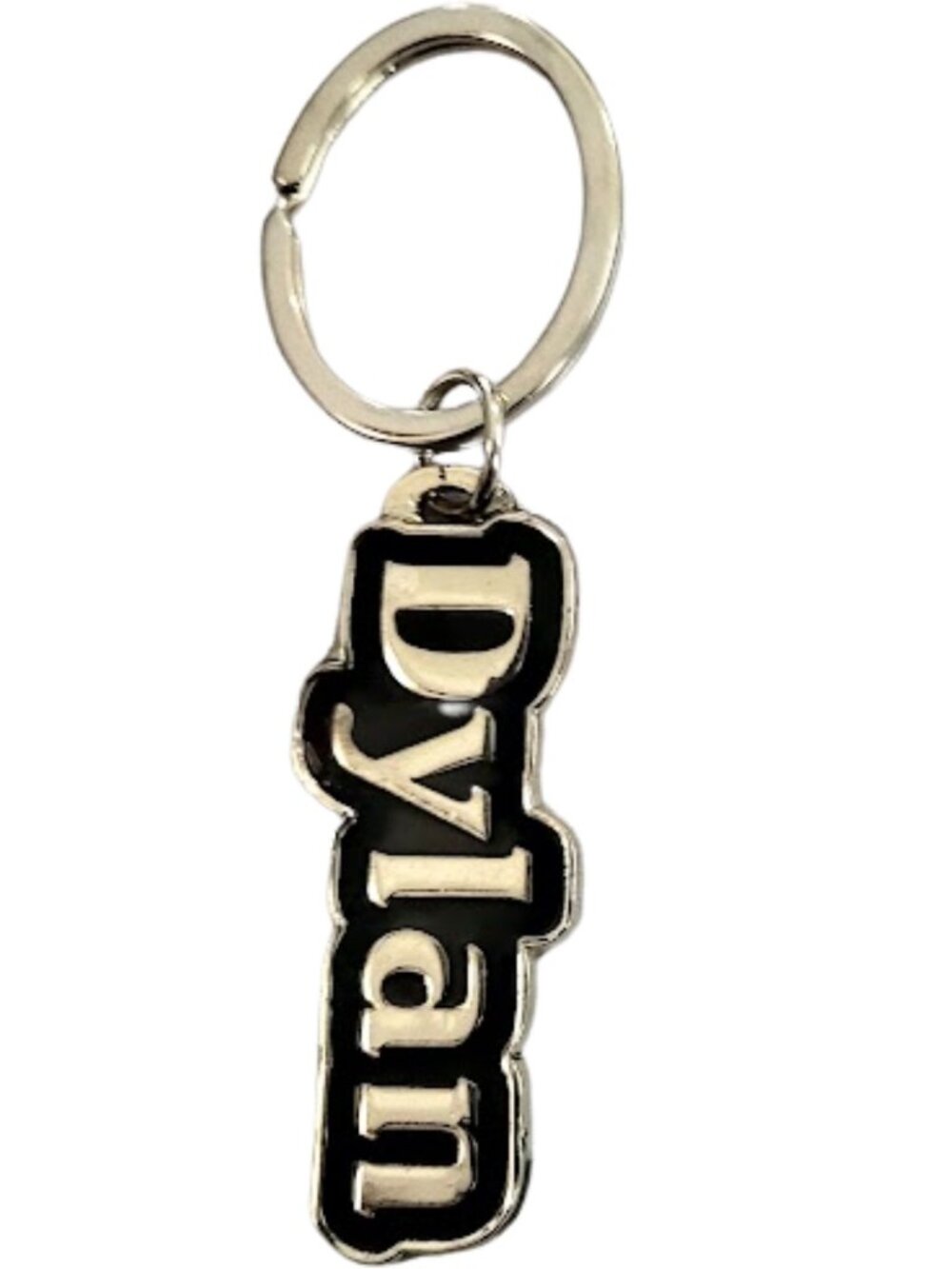 SWIBCO NW0T Black & Silver Galaxy Keychain Silver Metal Personalized Name DYLAN